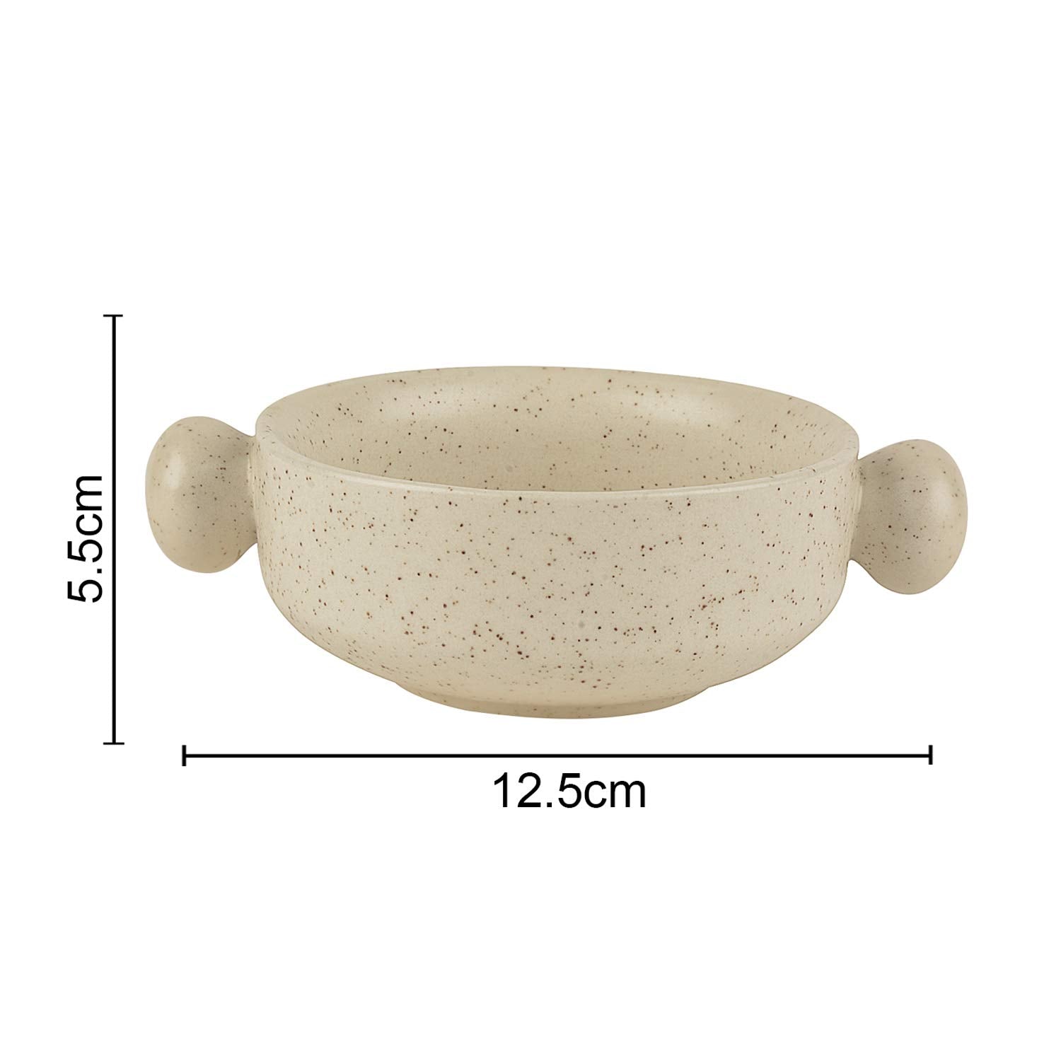 Ceramic White Matt Soup Bowls With Handle Set Of 6 - 300ml Each, White | Ceramic Maggi Bowls - Cereal Bowls