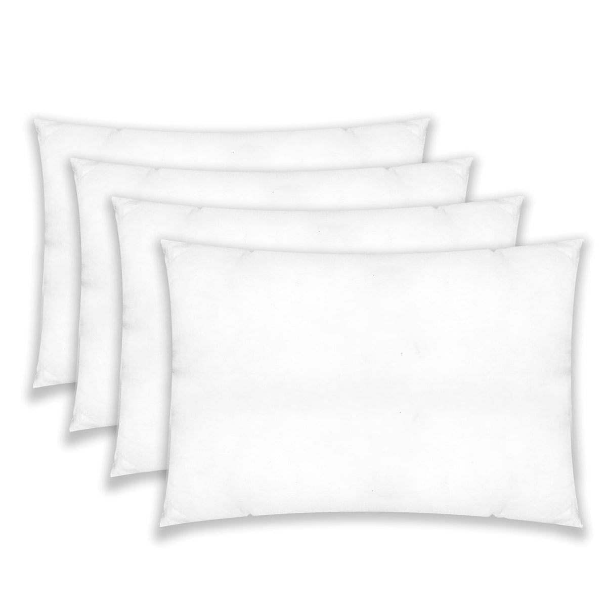 Microfiber Filled Bed Pillow, Comfortable Sleep, White, Standard Size - 16 X 24 Inch | Neck Support, Anti Dust Mite, Antibacterial | Rectangle Shape, Pillow For Sleeping - Set Of 4