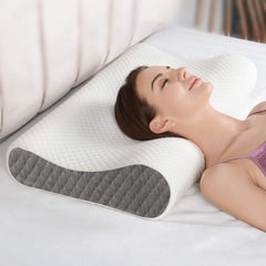 Memory Foam Pillow, Ergonomic Cervical Pillow, Neck Support, Sado Dark Grey & White | Contour Cervical Orthopedic Supports Neck Pain & Shoulder Pain For Sleeping, Adjustable Pillow