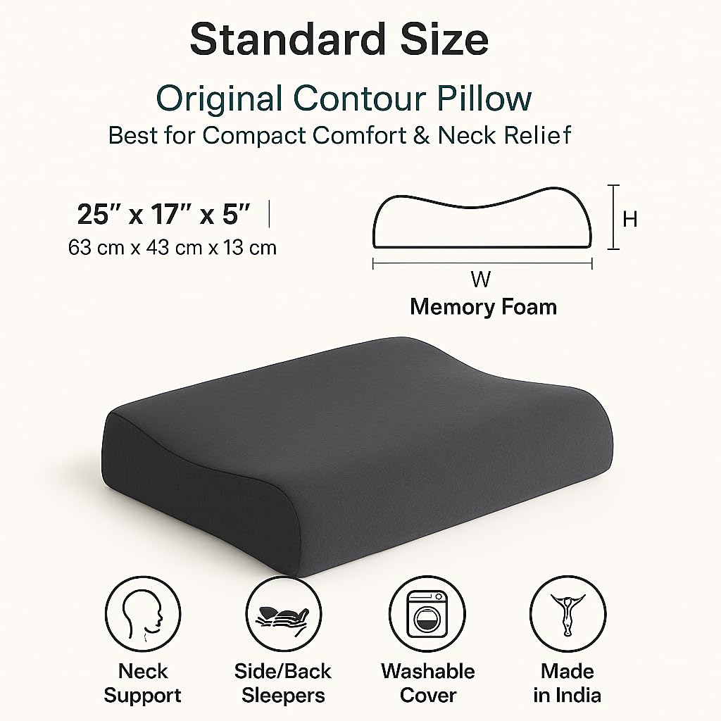 Cervical Pillow For Neck Pain & Shoulder Pain Relief, Slate, Size - XXL King | Memory Foam Pillow - Spondylitis Orthopedic Pillow | Neck Support, Pillow For Sleeping, Contour Medical Pillow