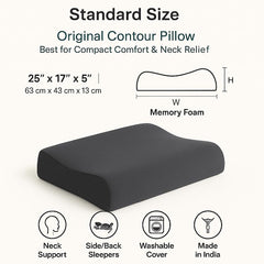 Cervical Pillow For Neck Pain & Shoulder Pain Relief, Slate, Size - XXL King | Memory Foam Pillow - Spondylitis Orthopedic Pillow | Neck Support, Pillow For Sleeping, Contour Medical Pillow