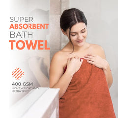 Black Gold The Finer Touch Microfiber Bath Towels 1000 Gsm | Super Absorbent, Lightweight, Ultra-Soft, Fade Resistant (Orange) - Pack Of 2