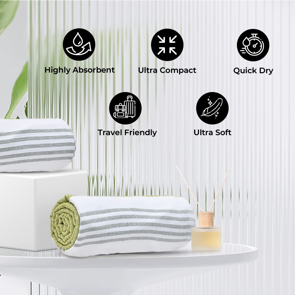 The Better Home Cotton Large Size Bath Towel 1200 Gsm | Soft Towel For Men Women Anti-Odour High Absorbency Quick Dry Towel (Green) - 4 Pcs