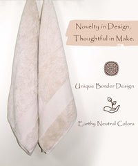 Rangoli Soft Absorbent Durable Towels Earthly Egyption Cotton Plush Luxurious Large Size Bath Towel 1000 Gsm (Beige)- Pack Of 2