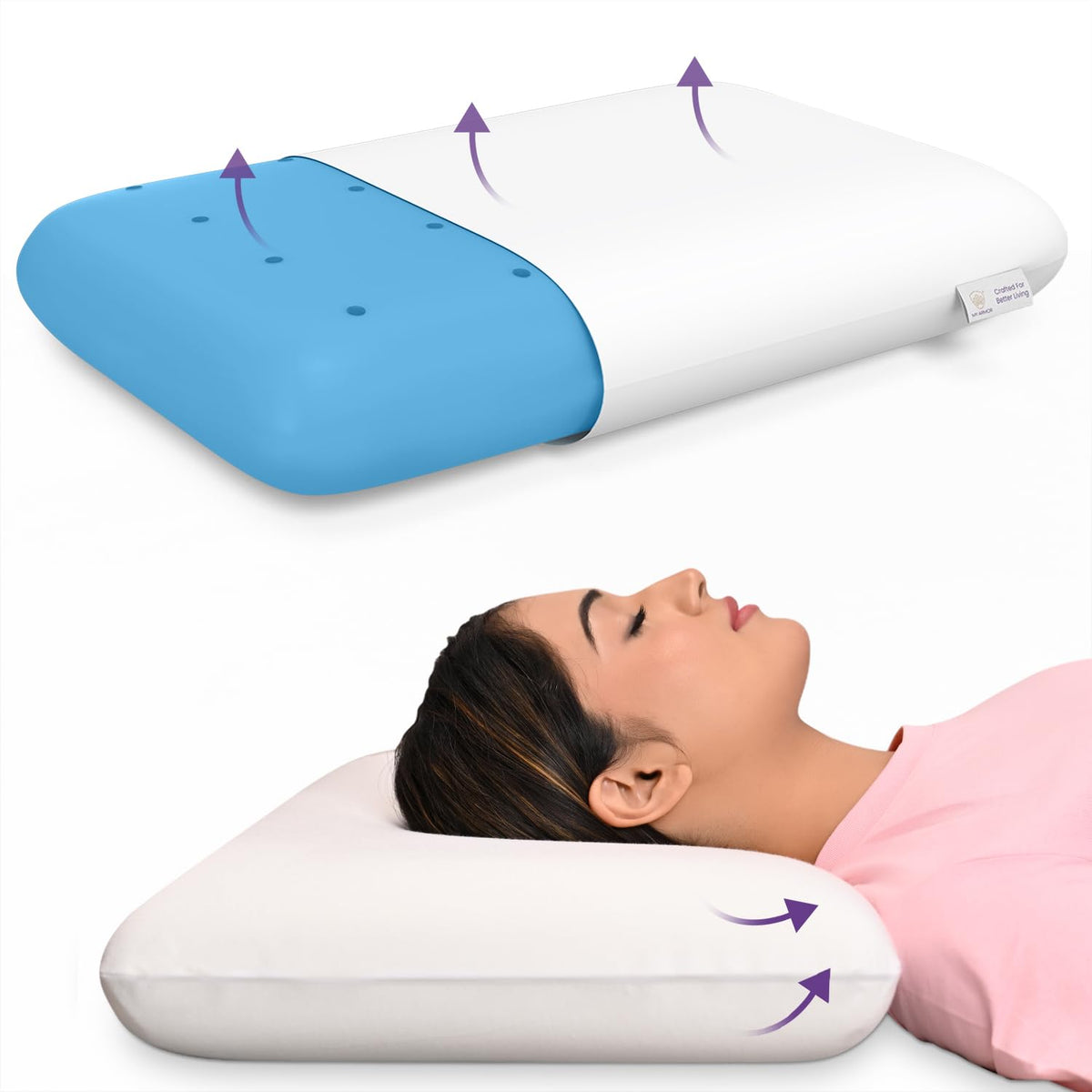 Cool Gel Memory Foam Pillow, Orthopedic Pillows, Queen Size - 22x14x4.5 Inch | Without Cover, Pillows For Neck Pain Relief, Portable, Neck Support, Lightweight, Adjustable - Pack Of 1