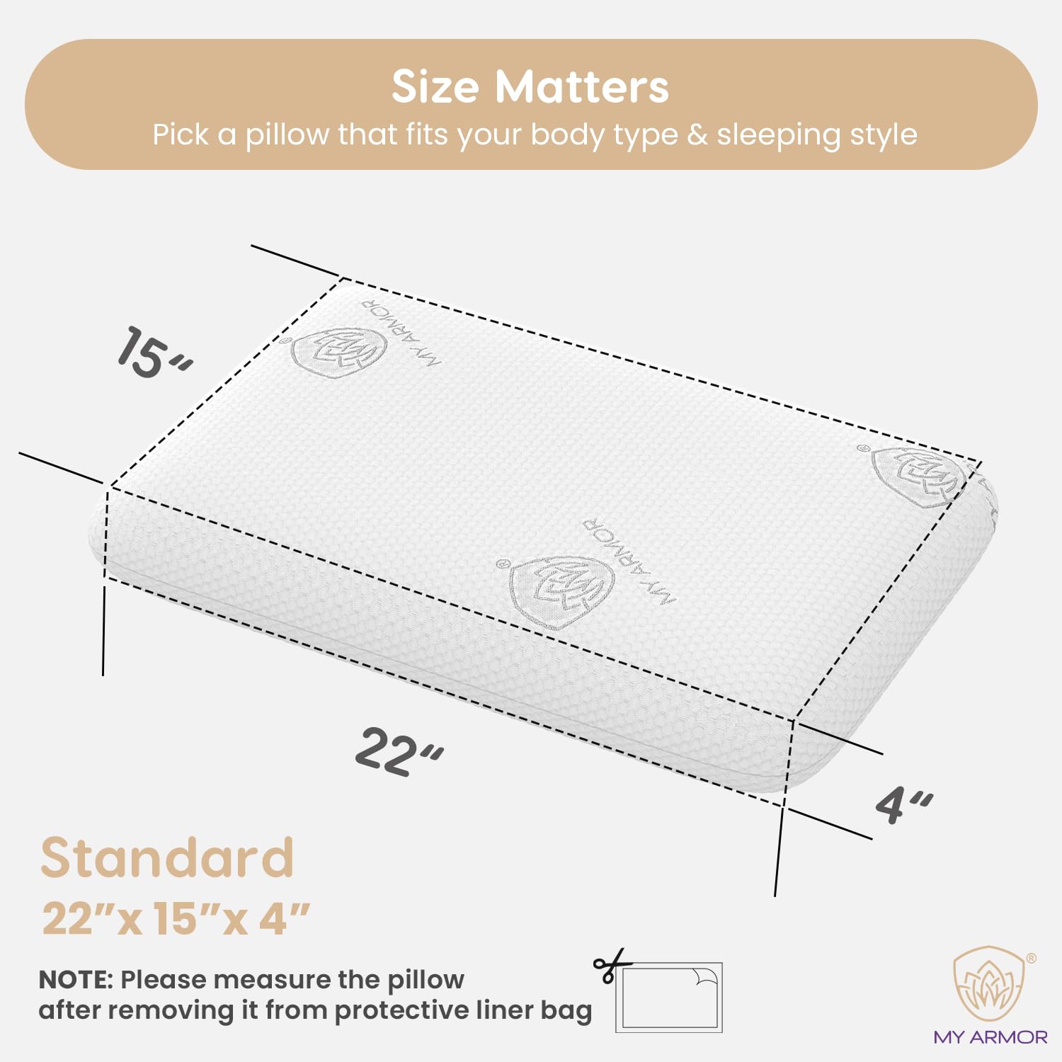 Memory Foam Pillow For Neck & Shoulder Pain, White, Standard Size - 4 Inch | Washable Zipper Cover, Cooling, Lightweight, Adjustable, Compressible, Removable Cover Pillow - Pack Of 1