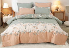 1 Flat Bedsheet For King Size With 2 Pillow Cover + Comforter - 90 X 100 Inch, Peach | Super Soft Glace Cotton - 4 Pcs Bedding Set | Perfect Gifts Set Wedding, Anniversary