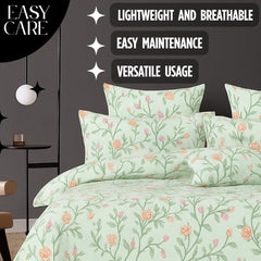 Microfiber Double Bedsheet King Size With 2 Large Size Pillow Covers | Size 108x108+9 Inches, Mint Green & Pink | Perfect For Daily Use, All-Season Use Or Gifting Bedsheet