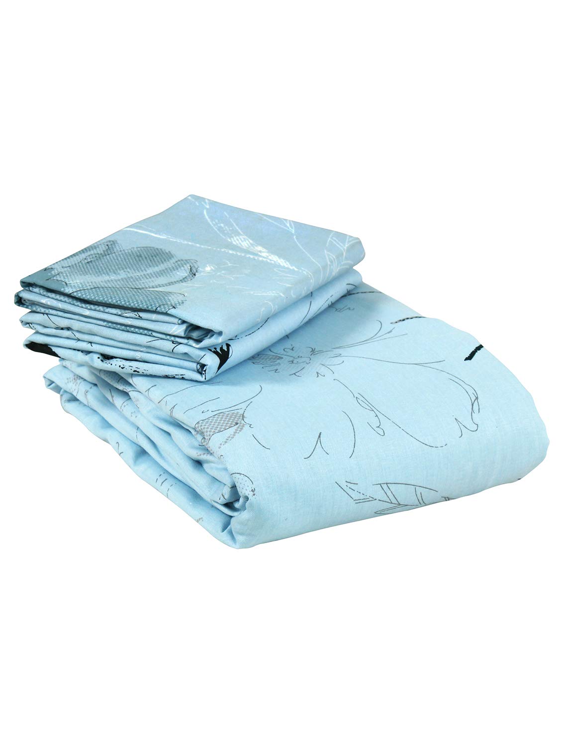 Bedsheet For King Size Bed With 2 Pillow Cover - 108 X 108 Inches, White & Sky Blue | Ideal For All Seasons - Perfect For Gifting, Weddings, Anniversary