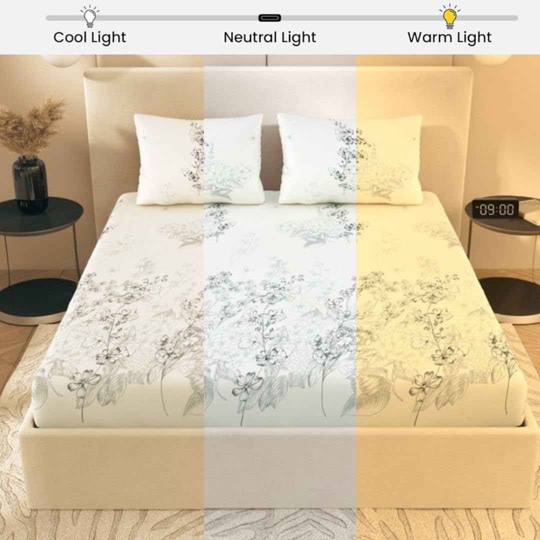 Queen Size Pure Cotton Bedsheet With 2 Pillow Covers | 90 × 108 Inches, Cream & Black | Soft Breathable Floral Design Bedding | Comfortable Sleep All Year