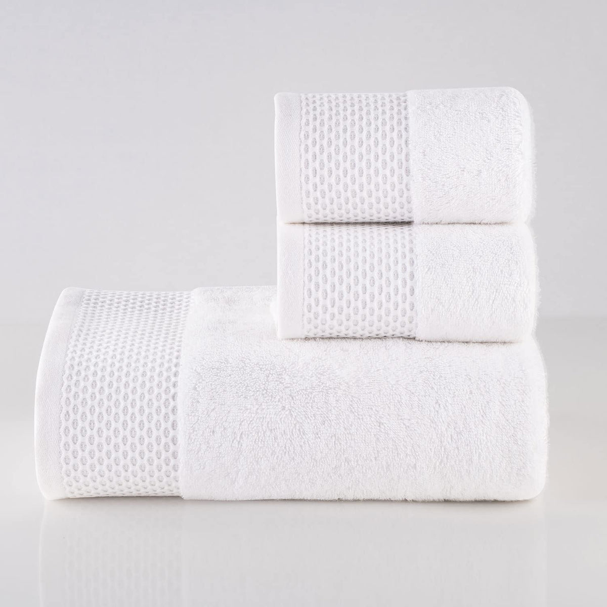Spread Spain 1 Bath & 2 Hand Towels 900 Gsm | Highly Absorbent & Soft Modern Decor Design Towel Sets (White)
