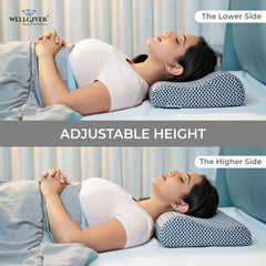 Memory Foam Cervical Pillow, Orthopedic Pillow, Standard Size - 19 X 11 Inch | Midnight Blue, Neck Support Pillow For Sleeping, Neck & Shoulder Pain | Removable Zipper Cover - Pack Of 2