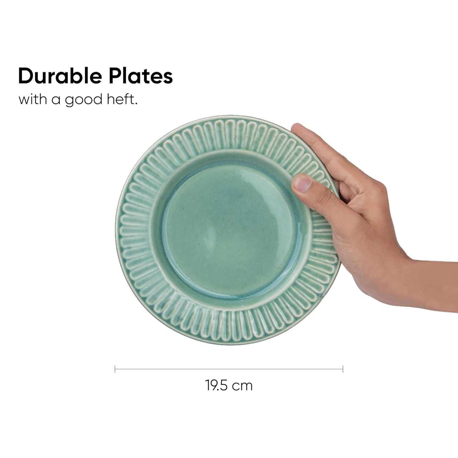 Ceramic Quarter Plates Set Of 6, Light Mint | Ceramic Snack Plates - Snacks Plates Set | Dessert Plates - Snack Plate | Small Plates With Glossy Finish - Microwave Safe & Chip Resistant
