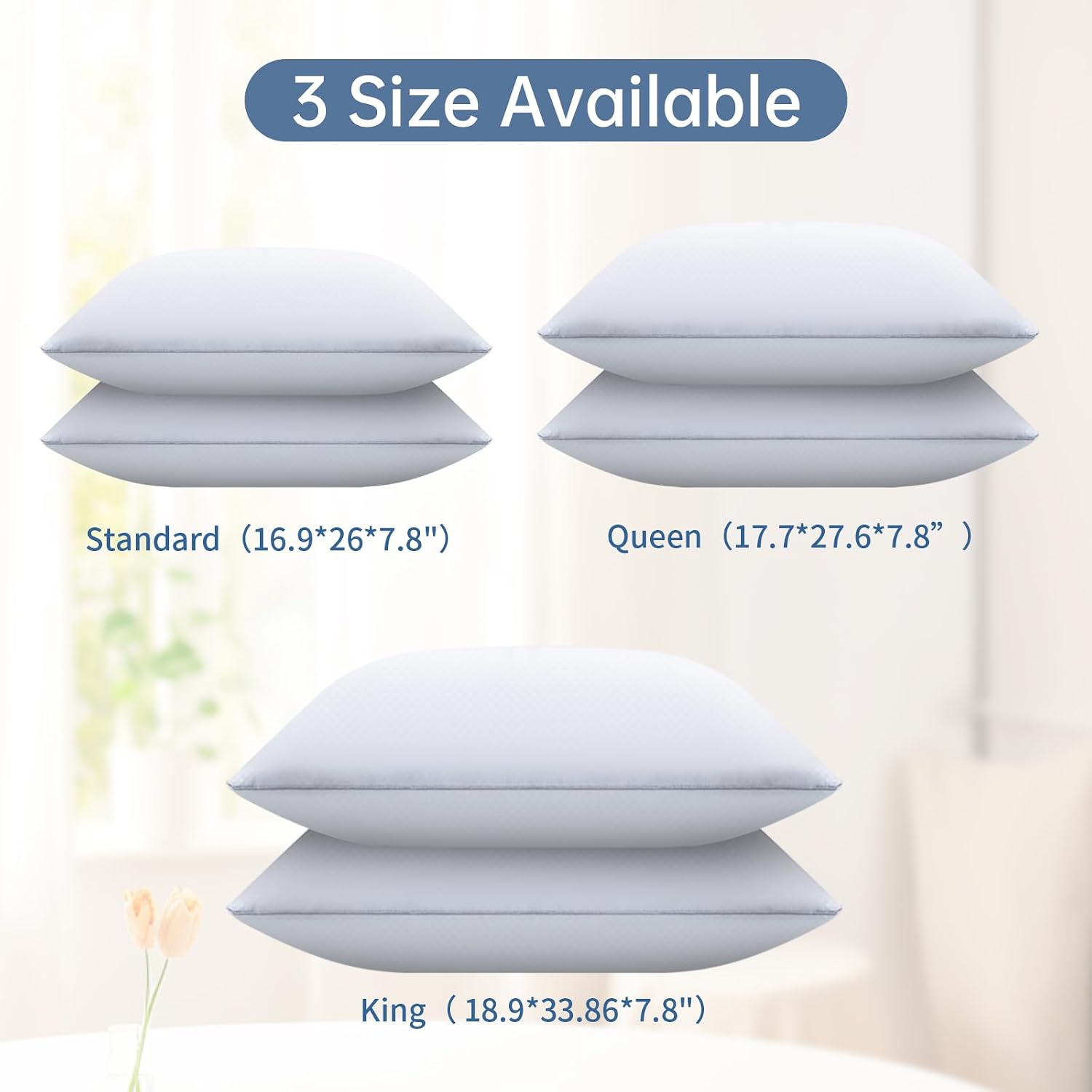 Bed Pillows For Sleeping, Queen Size Pillows, Down Alternative Filling, White | Pillow For Back, Stomach & Side Sleepers Grey, Comfortable-Durable | Luxury Fabric, Machine Washable - Set Of 4