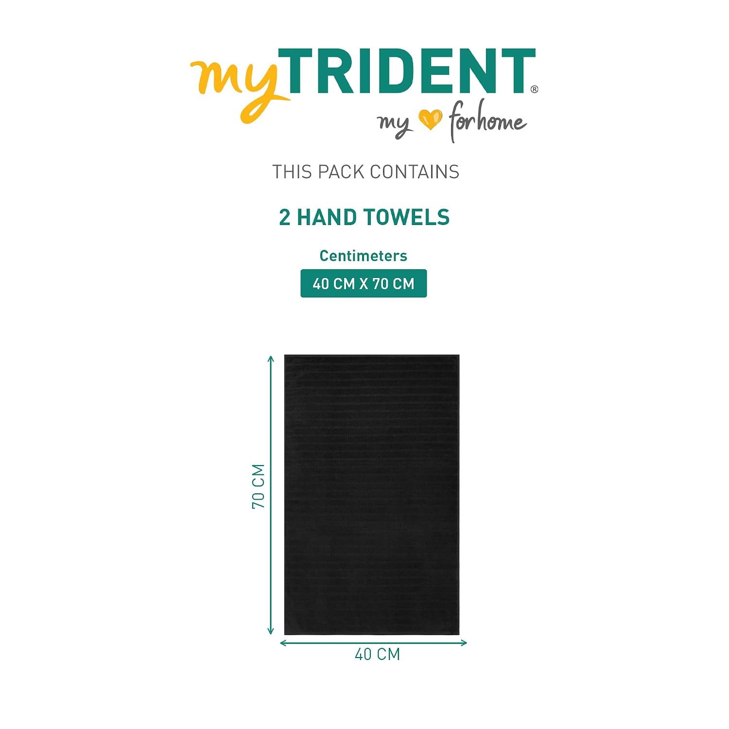 Mytrident Quick Dry 100% Cotton Hand Towel 400 Gsm (Black) - 2 Pcs