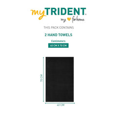 Mytrident Quick Dry 100% Cotton Hand Towel 400 Gsm (Black) - 2 Pcs