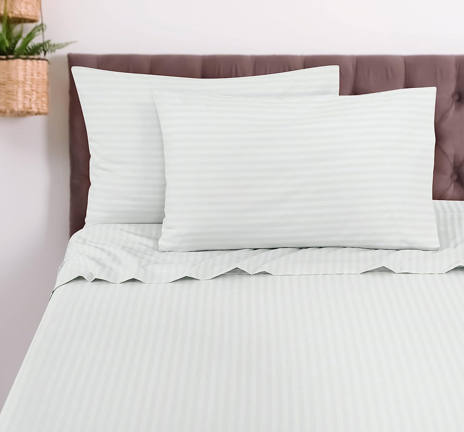King Size Elastic Fitted Bedsheet With 2 Pillow Covers - 108 X 108 Inches, White | Premium Fabric Is Lightweight, Soft & Comfortable