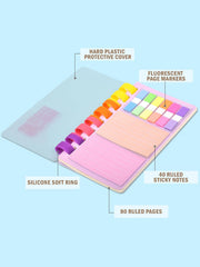 Spiral Notebook Diary With Sticky Notes & Page Markers | 80 Ruled Pages | Ideal For School