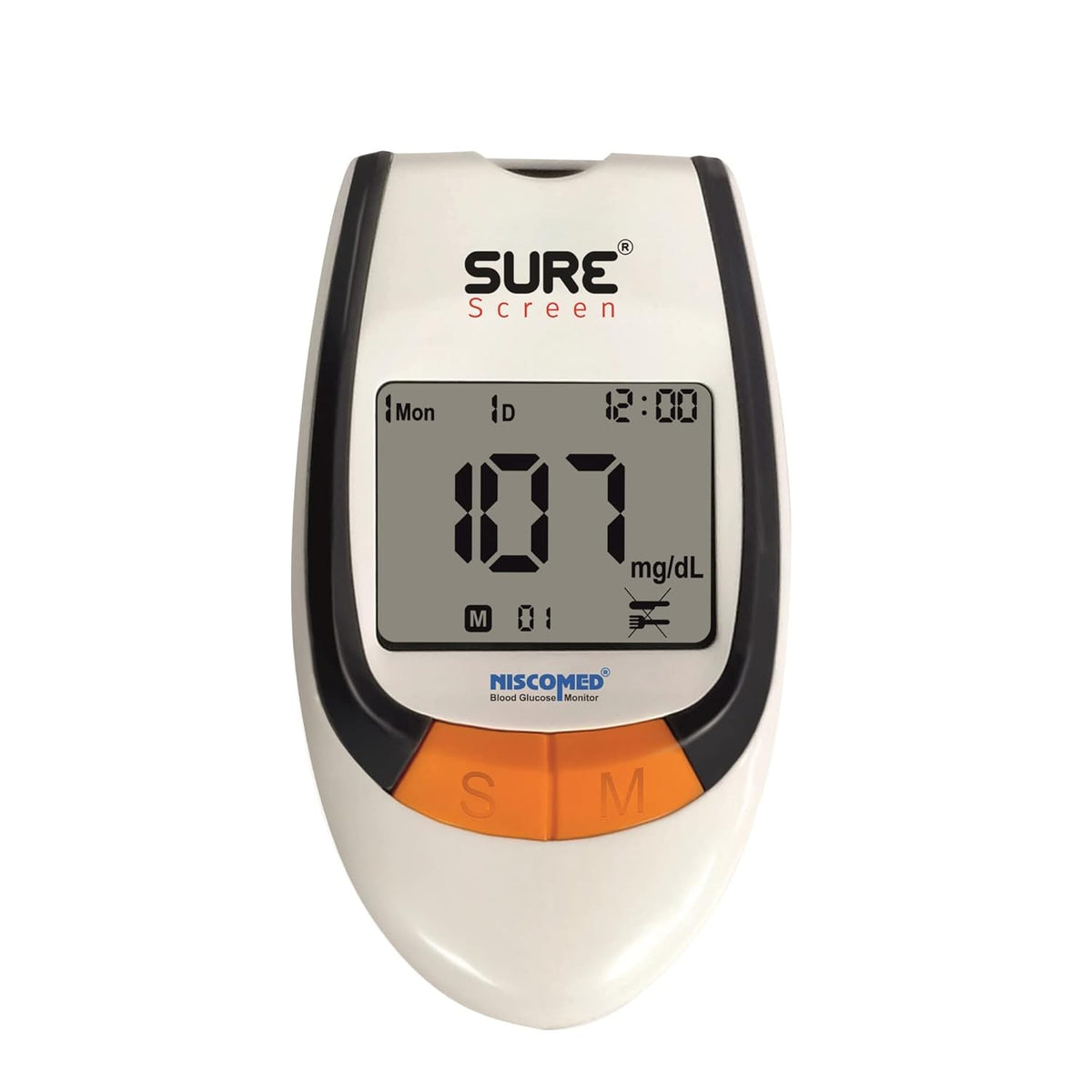 Niscomed Sure Screen Blood Sugar Checking Glucose Monitoring System With 125 Strips Glucometer (White)