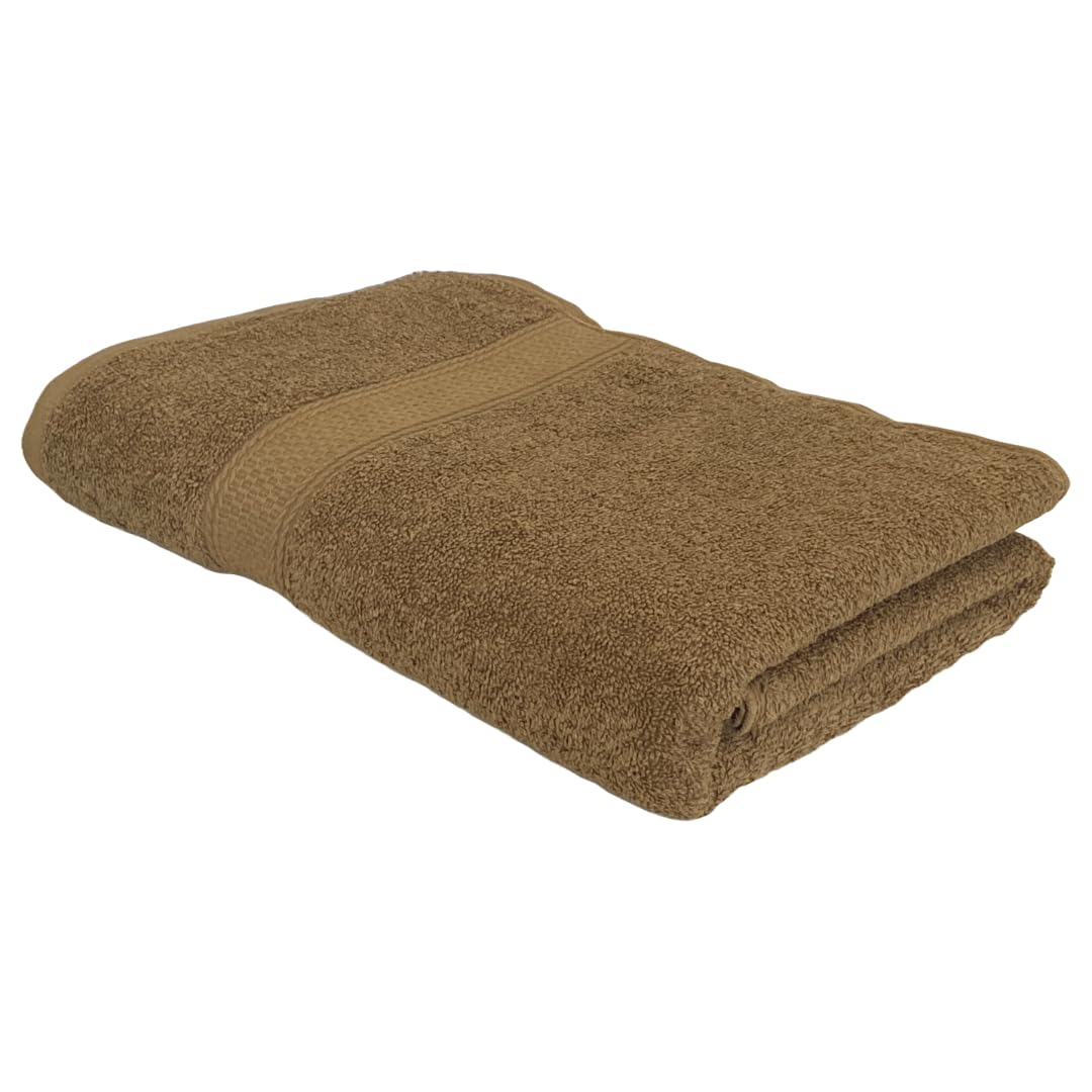 Patpug 100% Indian Ultra Soft Cotton 500 Gsm Highly Absorbent, Fade Resistant, Quick Drying Large Bath Towel (Sepia Brown)