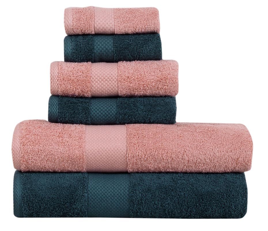 Fash Home International Micro Twist Towel 1800 Gsm Combo - 2 Bath + 2 Hand + 2 Face Towel (Charcoal Grey & Cosmic Beige) - 6 Pcs
