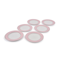 Pink Ceramic Bloom Quarter Plate Set Of 6 | Multipurpose Serving Plate - Premium Serve Ware, Dinnerware & Tableware