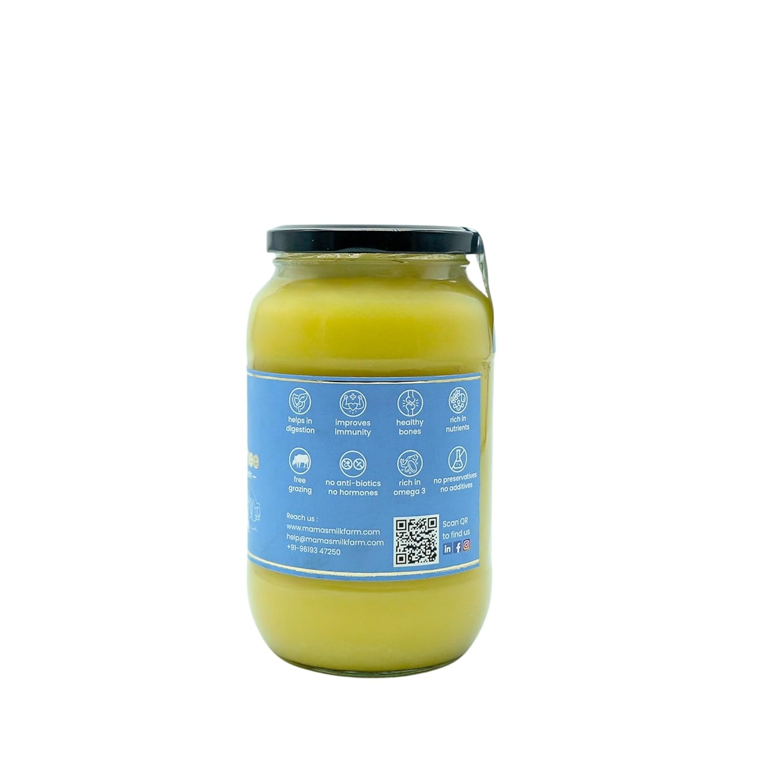 Pure Premium A2 Gir Cow Ghee By Mama'S Milk Farm | High In Protein Fiber Healthy Desi Ghee Good For Flavour To Every Dish | (1 Litr) 33.8 Ounce | Jar Pack