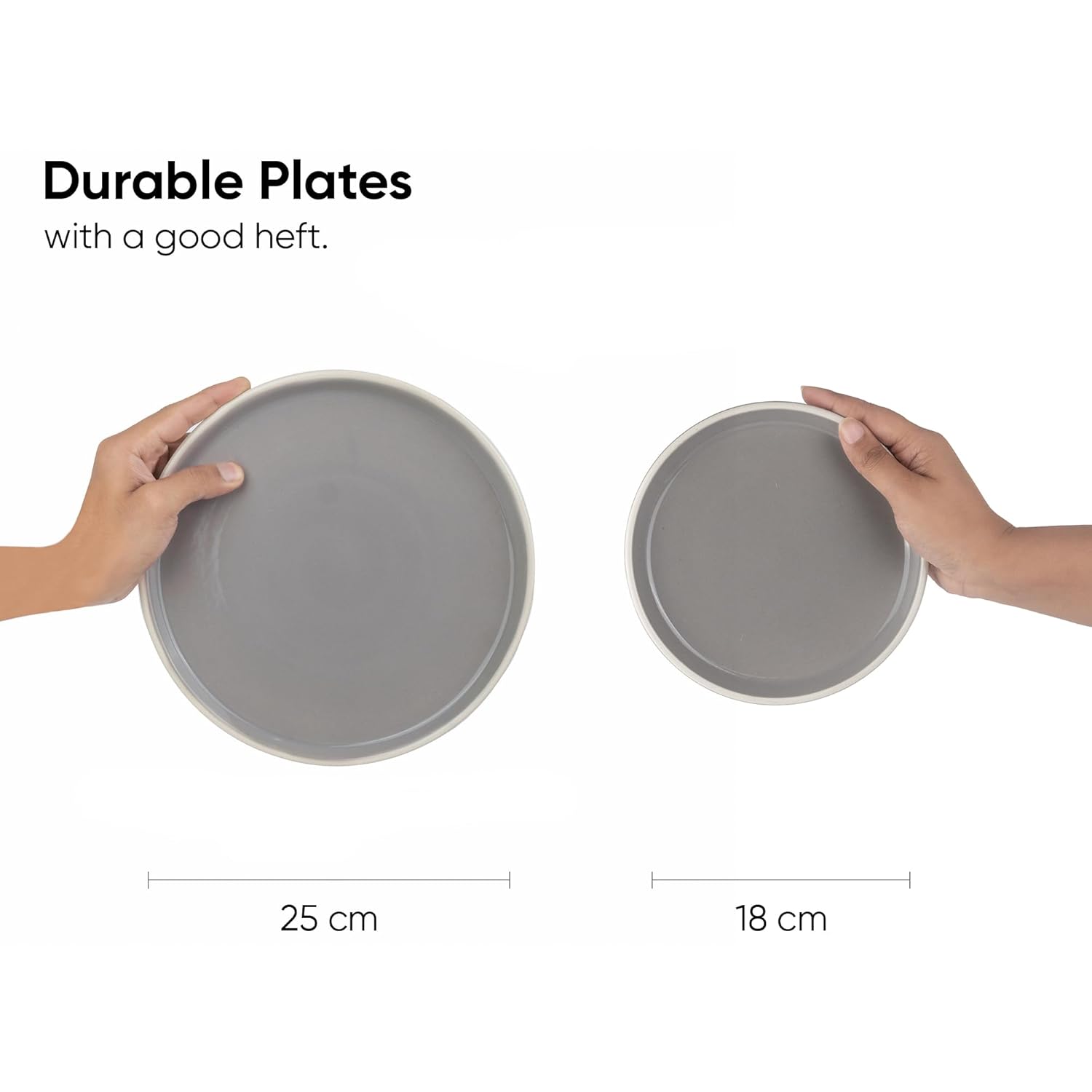 Ceramic Dinner Set Of 20 Pcs, Grey | Crockery Set For Dining Table - Glossy Finish Premium Stoneware | 6 Dinner Plates + 6 Quarter Plates+ 6 Veg Bowls, 180ml Each+ 2 Medium Bowls, 800ml Each
