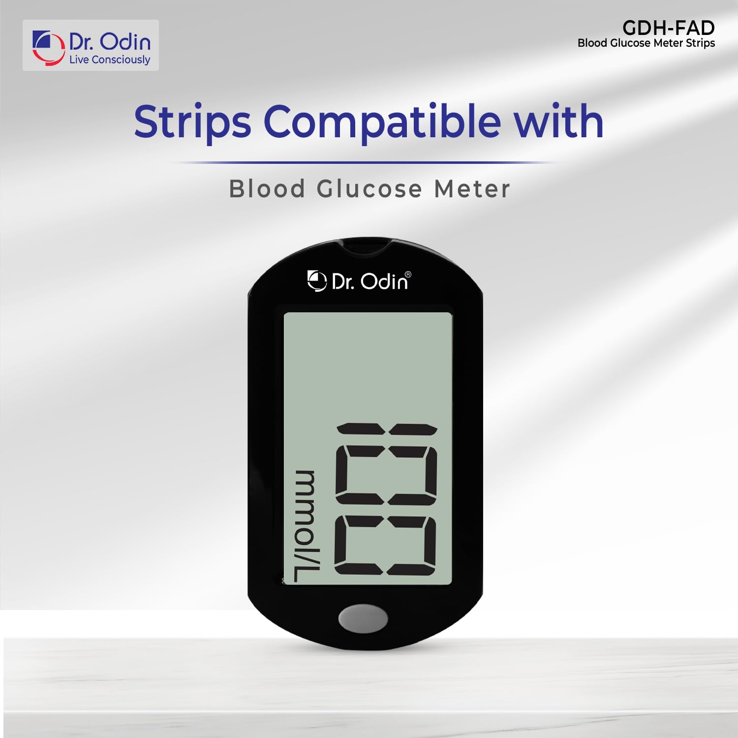 Dr. Odin AC-307 (GDH-FAD) Blood Glucose Test Strips, For Self Testing Sugar Levels With GDH-FAD Monitoring Machine 50 Glucometer Strips