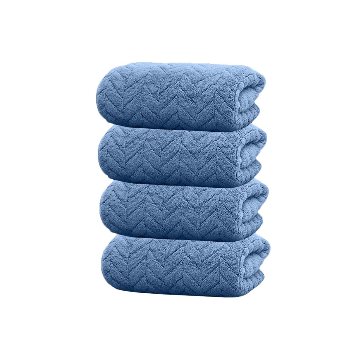 Housse Microfiber Nova Coral Fleece Face Towel 600 Gsm | Ultra Soft Super Absorbent Towels For Gym, Yoga & Beach (Blue) - Pack Of 4