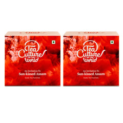 Tea Culture Of The World Sun-Kissed Assam Tea - Pack Of 2 X 16 Pyramid Tea Bags | Robust, Tangy Taste & Fresh Aroma - Low Caffeine