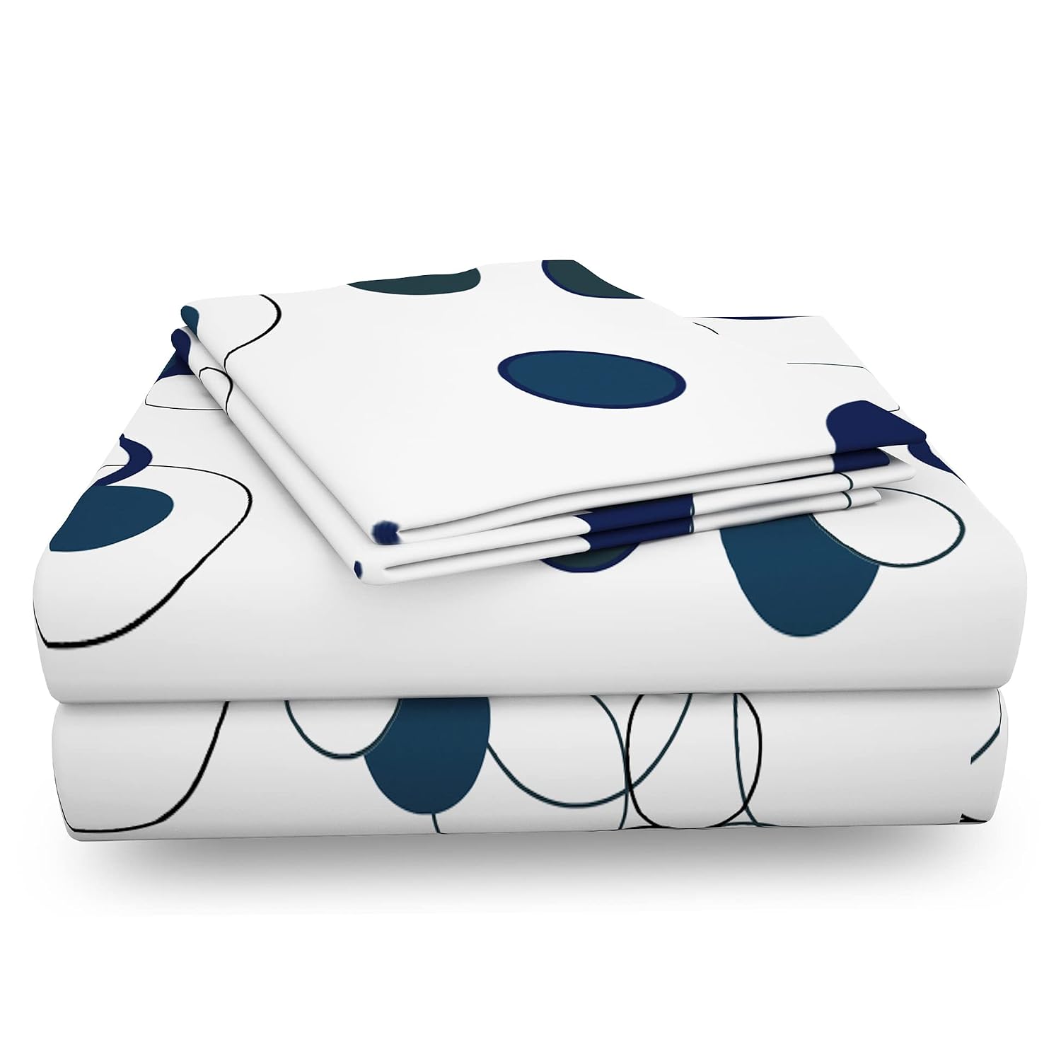 Cotton Double Bedsheet For King Size With 2 Pillow Covers - 108 X 108 Inches, White & Blue | Perfect For Home Decor & Gifting | 186 Thread Count