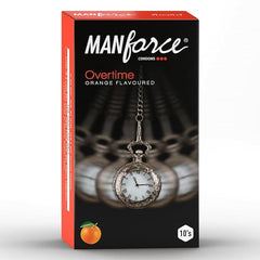 Manforce Overtime 3 In 1 Orange Flavour Condoms, 10 Count