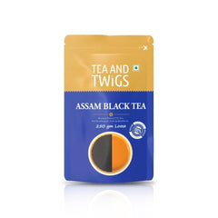 Tea And Twigs Strong Assam Black Tea - 250gm, 8.8 Ounce | Rich Colored Premium Chai Patti - Medium Caffeine Loose Leaf Tea | Preservatives Free