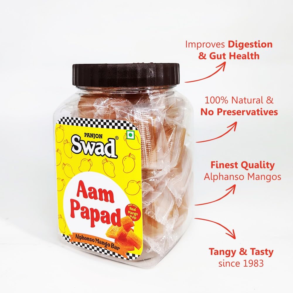 Panjon Swad Aam Papad Candy 400gm, (Sweet Mango Flavor Treats) | Jar Pack