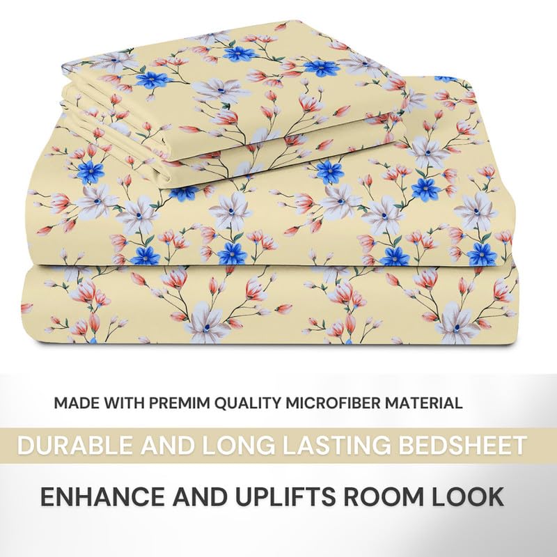 Single Bed Sheet With 1 Pillow Covers For Single - 60 X 90 Inches, Cream | Super Soft Premium Brushed Glace Cotton Bedsheet