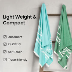 Mush Bamboo Turkish Towel 280 Gsm | 100% Bamboo Ultra Soft, Absorbent & Quick Dry Towel For Bath, Beach, Pool, Travel, Spa & Yoga (Navy + Lavender + D. Green & Aqua)