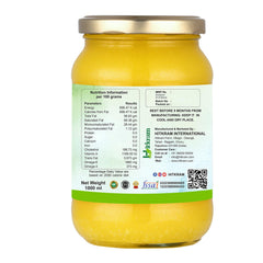 Pure Organic A2 Desi Cow Ghee By Hitkram | Homemade Healthy Fresh Desi Ghee Hand-Churned Using Traditional Bilona Method Good For Body Energy | (1 Litr) 33.8 | Jar Pack