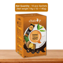 Chaizup Premium 1 Min Instant Premix Assorted Tea Pack - 20 Sachets | Cardamom + Ginger Flavors - 2 Packs, 10 Flavors Each | Low Caffeine Home Like Tea