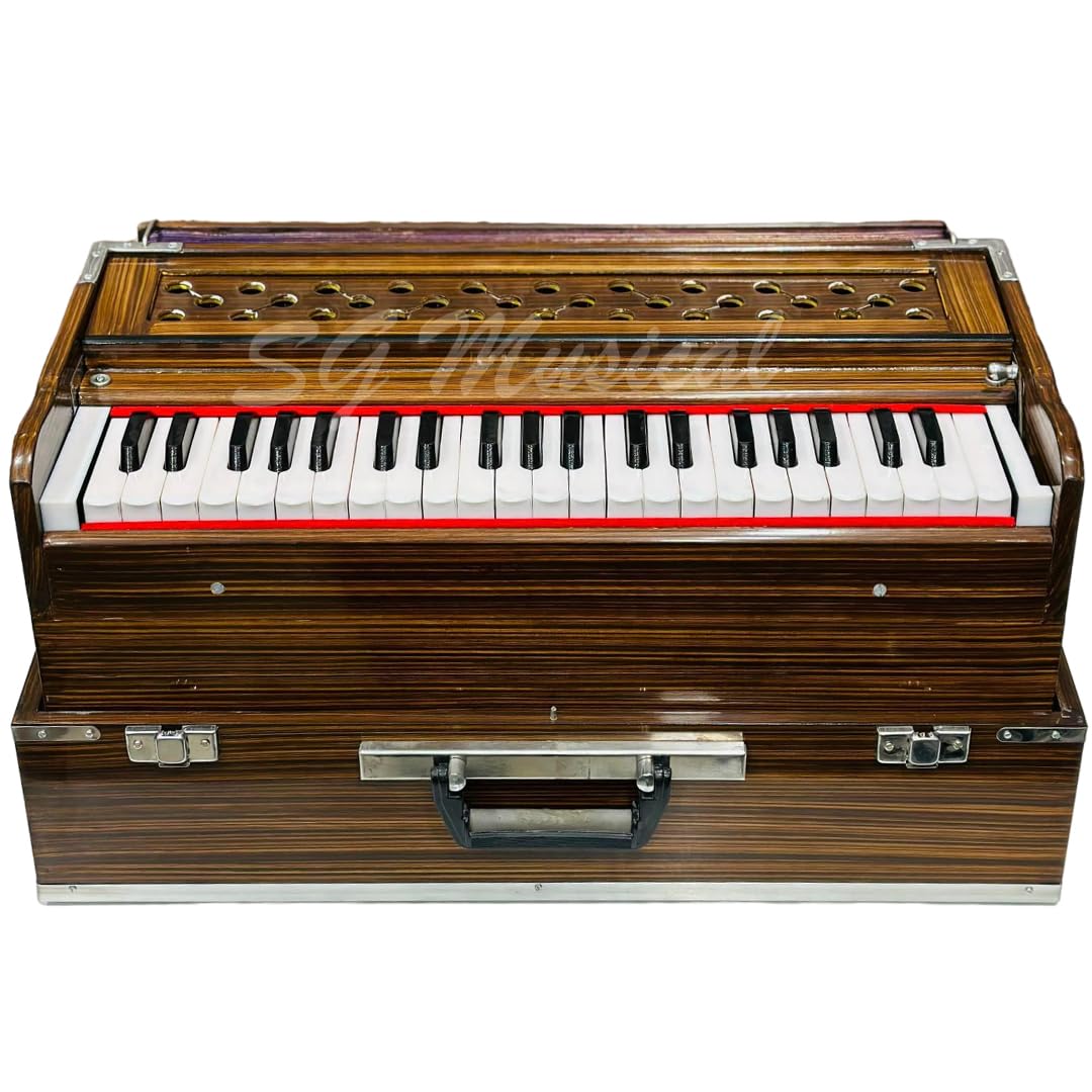 Folding Harmonium With Free Padded Carry Bag - 42 Keys, 7 Bellow, Two Reed (Bass-Male), 3.5 Octave | Tuning A440 Hz Pitch