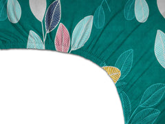 Cotton Elastic Fitted Bedsheets With 2 King Size Pillow Covers | 72x78+10 Inches, Dark Green & White | Double Bed With All Around Elastic Bedsheet