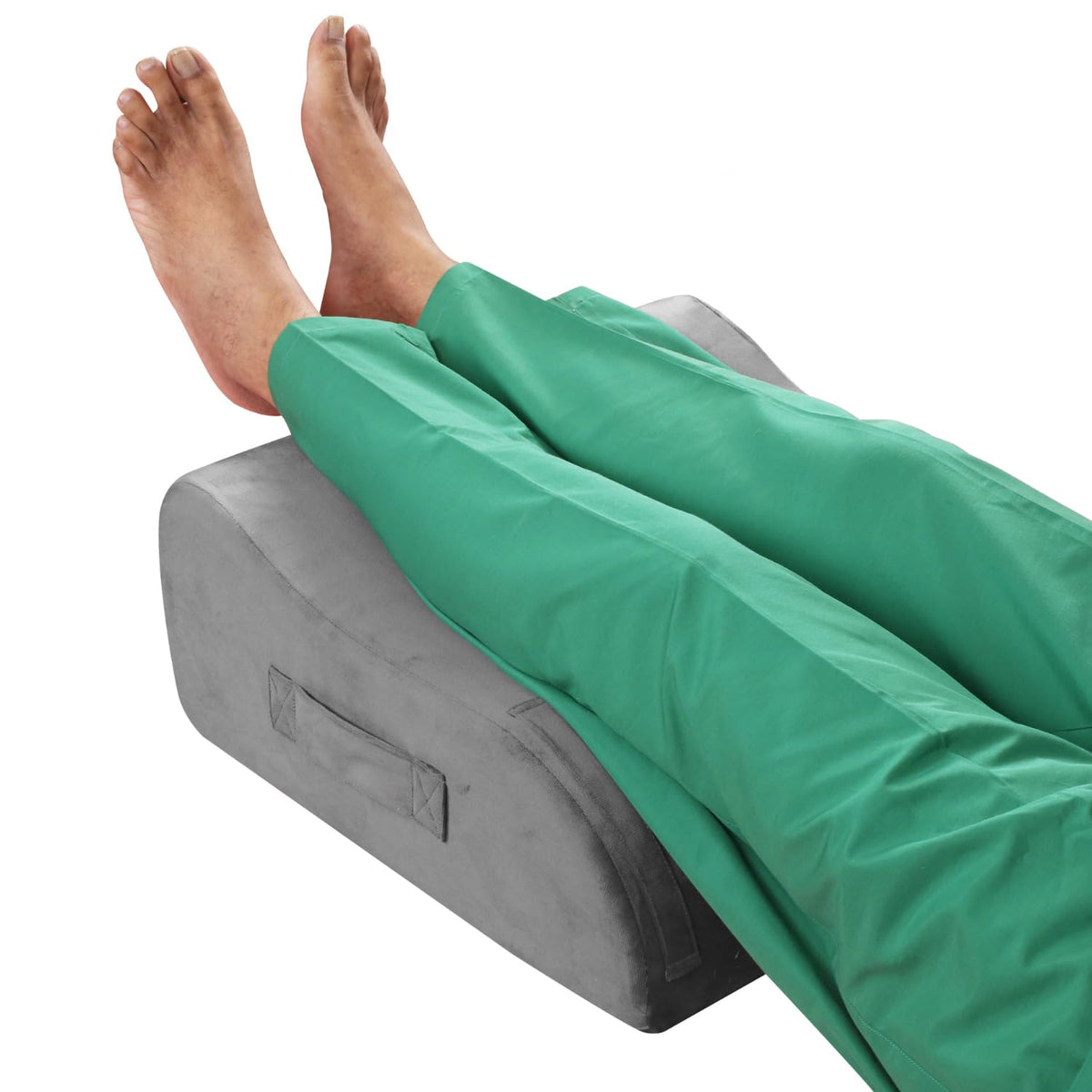 Leg Elevation Bed Wedge Pillow For Varicose Veins, Orthopedic Leg Pillow, Medium Size, Grey | Leg Elevation Support For Sleeping - Reduce Swelling, Improve Circulation, Washable Cover