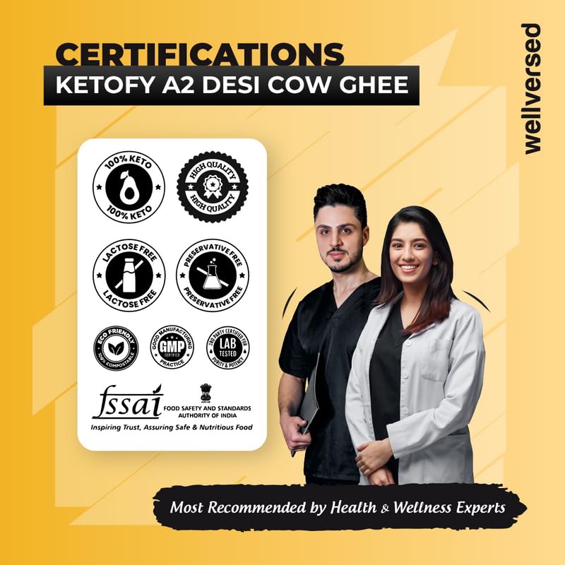 100% Pure A2 Desi Cow Ghee By Ketofy | Healthy & Pure Kankrej Cow Ghee Good For Enhances Brain Function | 3 Litre (500ml * 3) 101.4 Ounce | Jar Pack