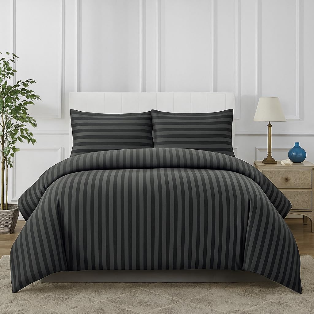 Super King Size Bedsheet For Double Bed With 2 Pillow Cover - 108 X 108 Inches, Dark Grey | Durable & Easy Care Fade-Resistant, Wrinkle-Free