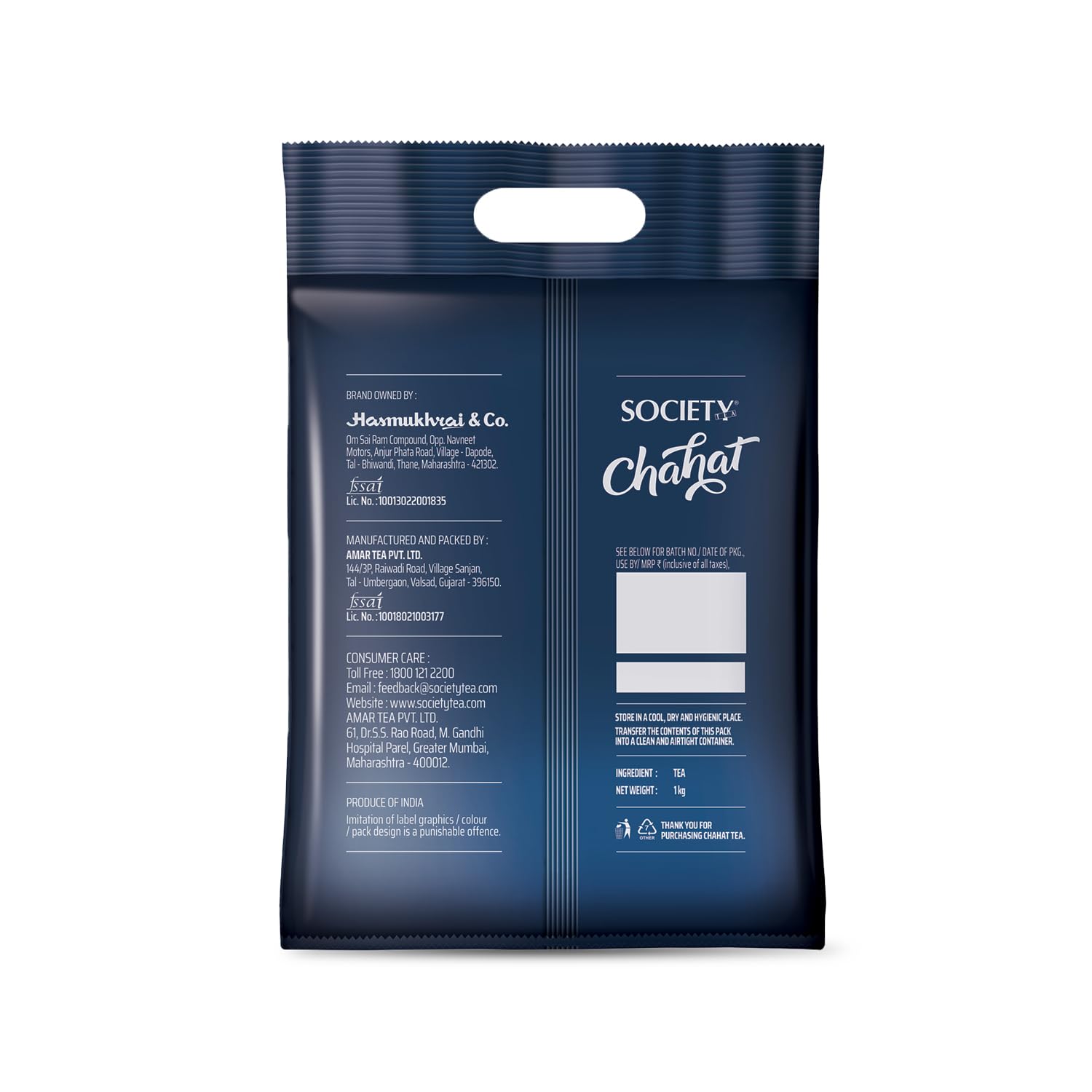 Society Chahat Leaf Tea - 1 Kg Pack, 35.2 Ounce | Rich In Taste & Refreshing Aroma - Strong Blend Kadak Chai | Low Caffeine Chai Patti