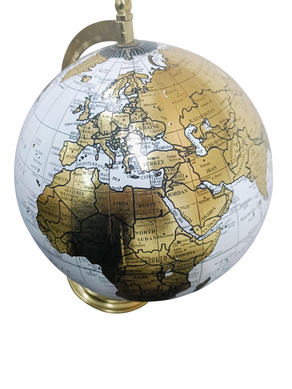 Rotating World Globe 8 Inch With Gold Metal Arc For Education & Learning For Kids & Students, Geography Lovers, Showpiece For Home Decor, Office Desk, Study Table, Gift, Pack Of 1