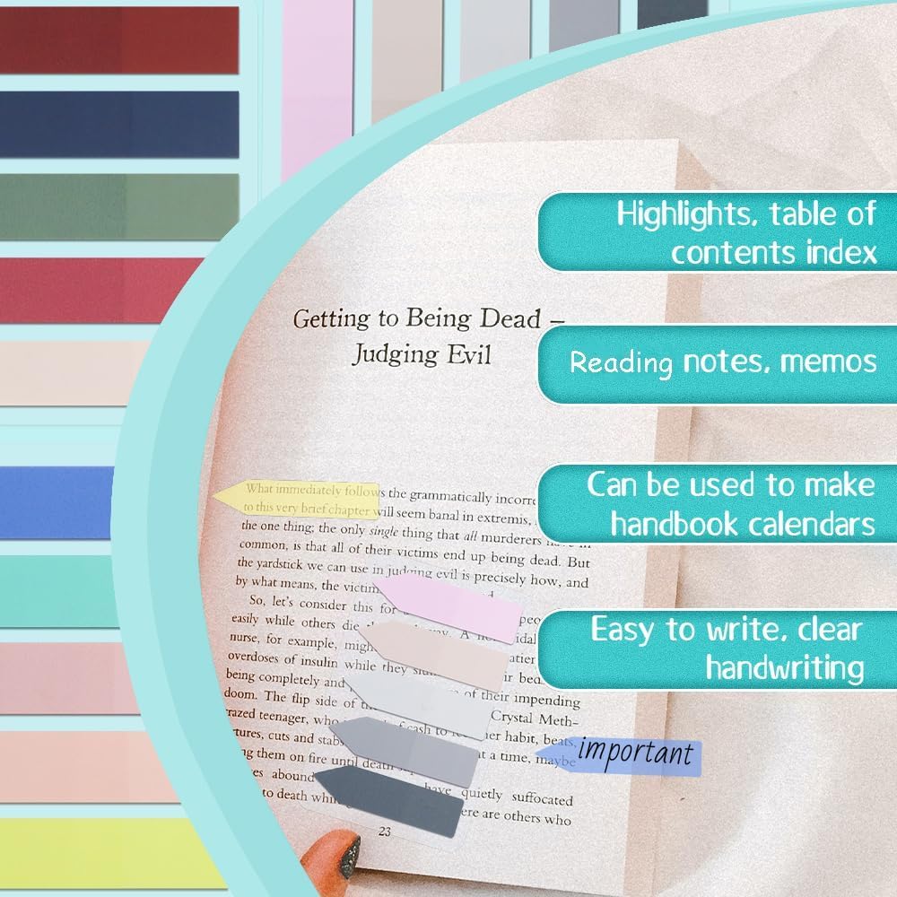 200 Sheets Premium Transparent Index Tabs & Arrow Sticky Notes Set, Memo Pads - Multicolor