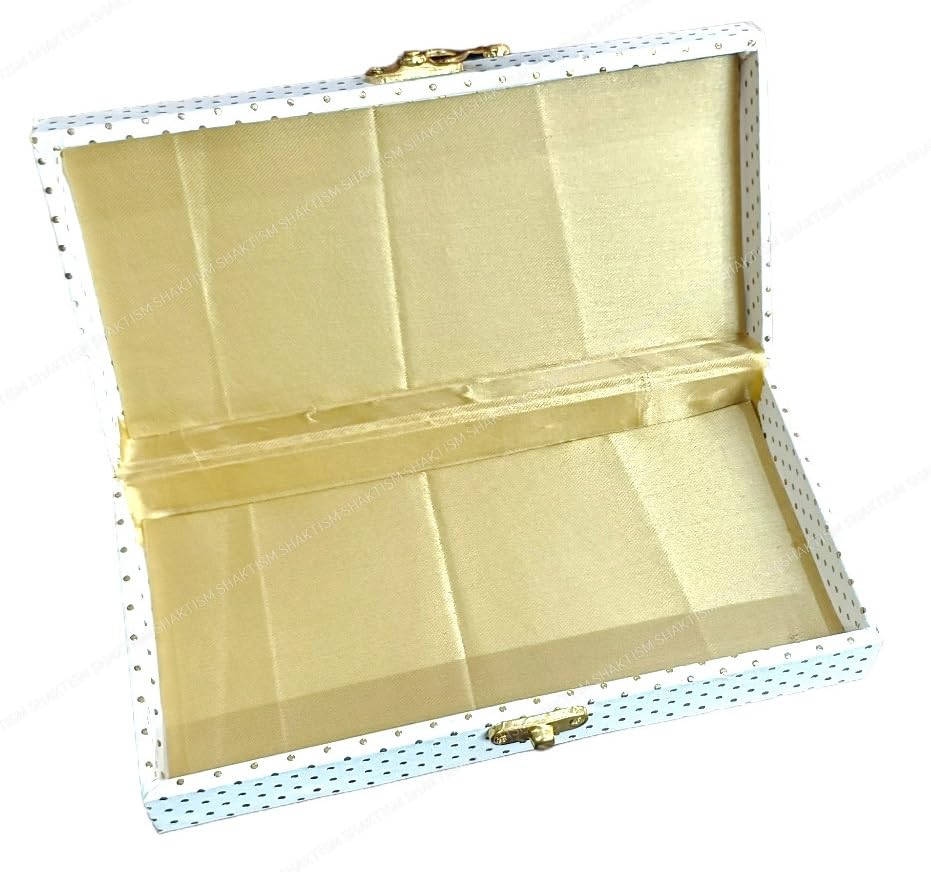 Decorative & Attractive Box Cash Box, Shagun Box, Jewellery Box, Money Box Envelop Wedding, Gift Box, Bangel Box With Golden Dotted Embroidery Design, Colour - Off White, Pack Of 1