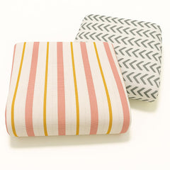 Organic Cotton Muslin Baby Bath Towel 200 Gsm | Cotton Cloth Premium Baby Washable Reusable, Absorbent, Extra Soft (Multi Stripe & Arrow)- Pack Of 2