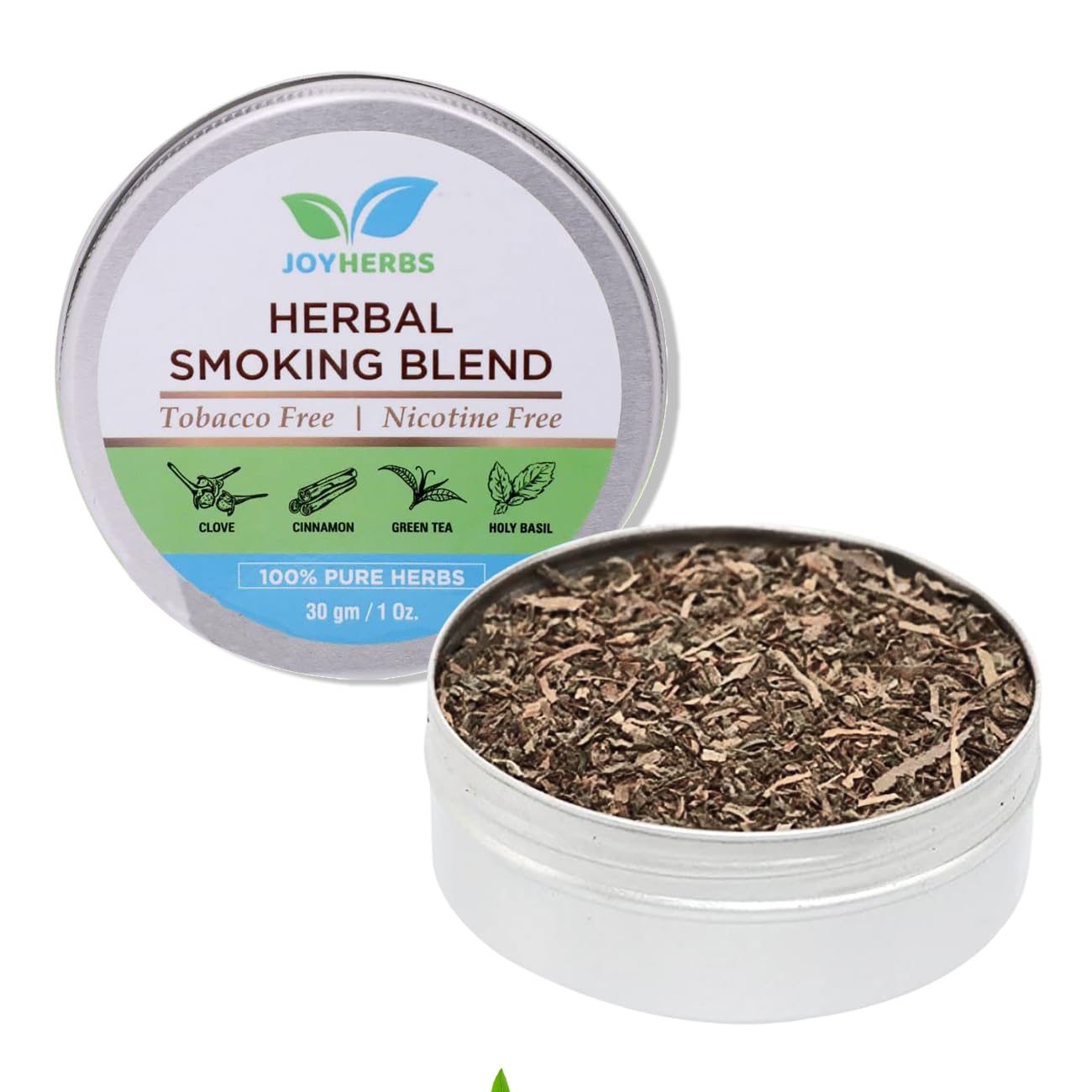 Natural & Ayurvedic Herbal Smoking Blend 1 Pack 1 Oz/ 30g Can With Wooden Circular Pipe | Helps To Quit Smoking - Tobacco-Free & Nicotine-Free Smoking Mixture